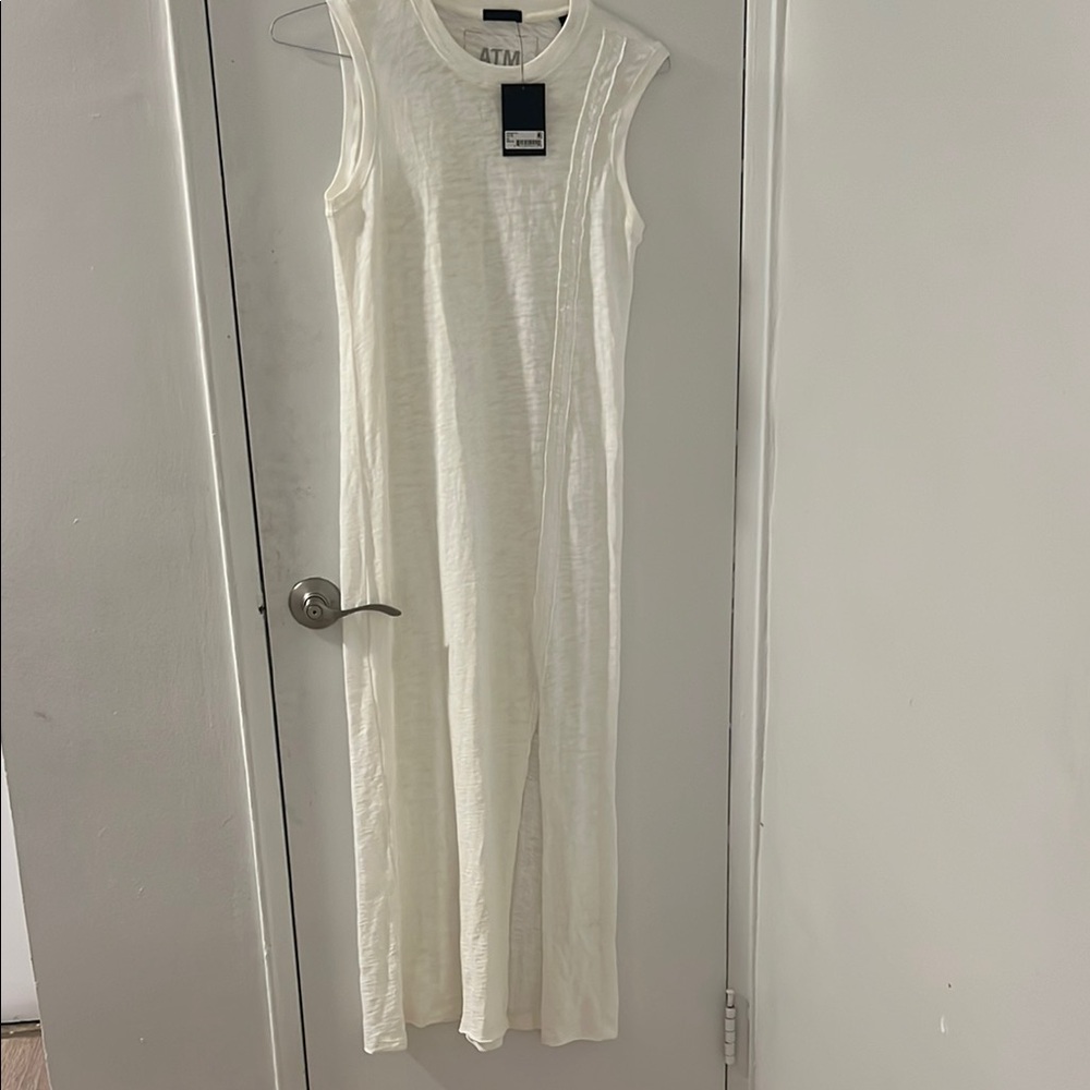 ATM Anthony Thomas Melillo Cream Sheath Maxi Dress